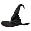 Women Halloween Witch Hat Foldable Adult Black Satin Wizard Hat Halloween Party Costume for Cosplay Carnivals Masquerades