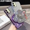 KEYSION Роскошный блестящий чехол с драгоценностями и магнитной застежкой для Samsung Galaxy A07 A06 A05 A04, чехол-подставка с зеркалом для макияжа, противоударная задняя крышка