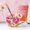 Цветная эмаль, чашка для чая с цветком, бытовая стеклянная чашка для воды для послеобеденного чая, чашка из хрусталя в стиле легкой роскоши, термостойкая чашка