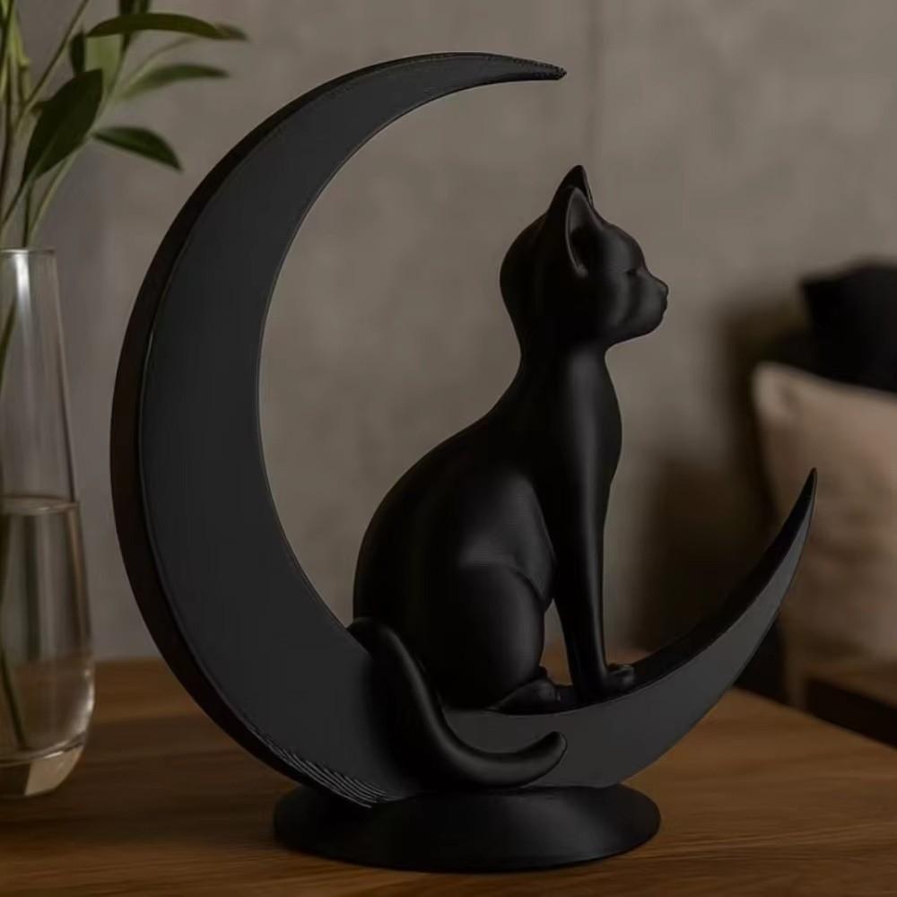 3D Printed Cat Sculpture Minimalist Style Desktop Decoration Dark Style Cat Statue Party