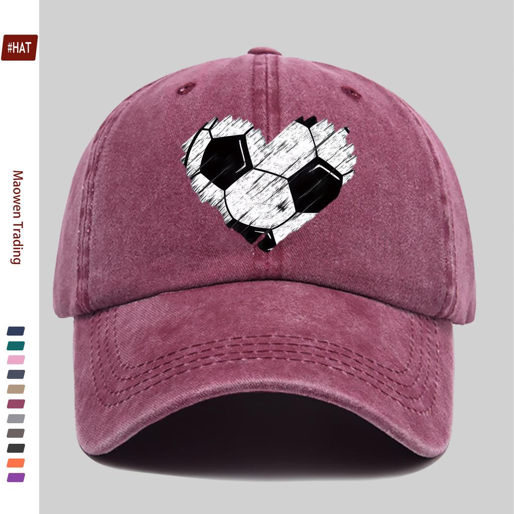pc Vibrant and Beautiful HeartShaped Soccer Print Baseball Cap Printed Design Casual Hat for Sports Enthusiasts Comfortable