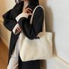 2025 Autumn New Commuter Large-capacity Canvas Bag Women's Fashion Simple Tote Bag Minimalist Style Solid Color Shoulder Bag