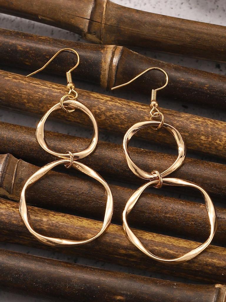 1 пара минималистичных висячих серег Infinity Twist, креативный круглый дизайн подвески для повседневной женской одежды