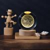 3D Galaxy Crystal Ball Lamp Лазерная гравировка Ночной светильник с деревянной основой для декора спальни,