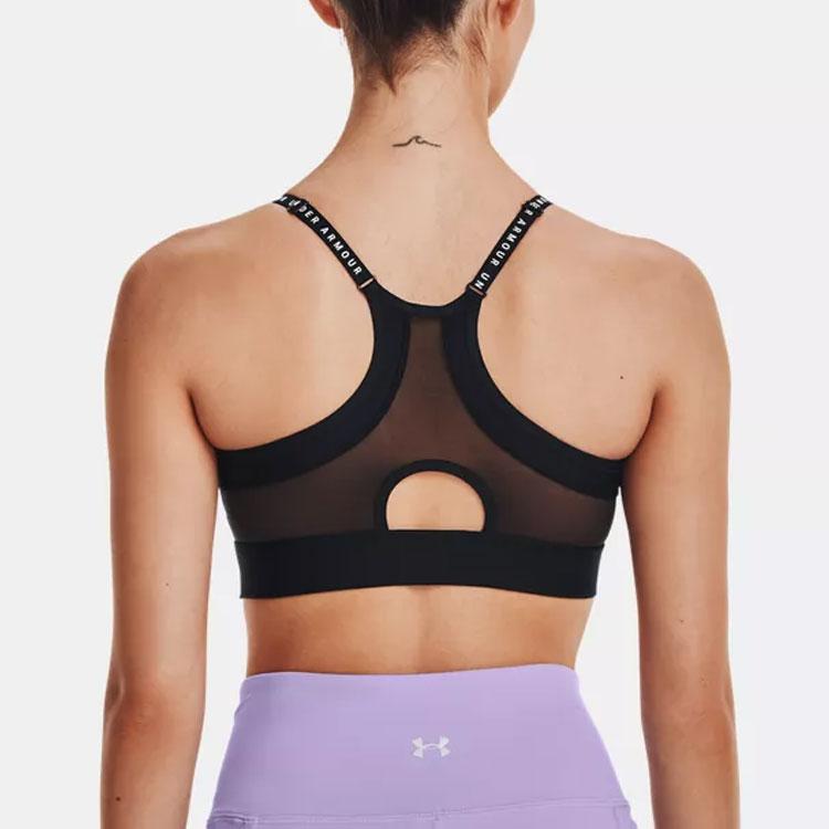 Under Armour Тренировочный спортивный бюстгальтер с принтом логотипа, низкая интенсивность, женское нижнее белье, черное 1363354-001