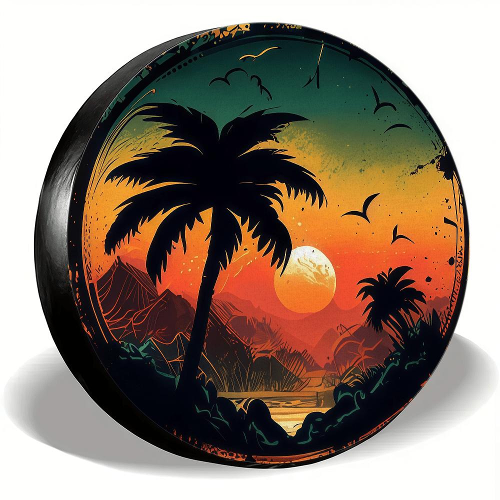 1pc Spare Tire Cover | Tree Pattern, Radius Size 35.56/38.1/40.64/43.18 Cm, Suitable For SUV/off-road/travel/sedan Use, Universa