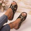 Fashion Plus Size 36-43 Leopard Print Sandals Women Summer 2025 Lightweight Wedges Slippers Woman Cross Band Thick Sole Slides Shoes
