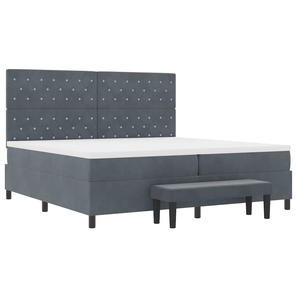 Box Spring Bed with Mattress Dark Grey 200 x 200 cm Velvet
