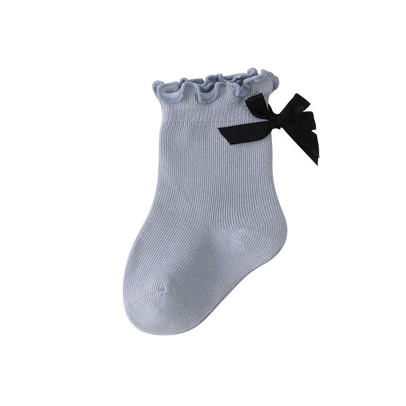 0-8Years Baby Socks for Autumn/winter New Bow-knot Baby Girl Socks Korean Style Cute Solid Color Soft Cotton Newborn Socks