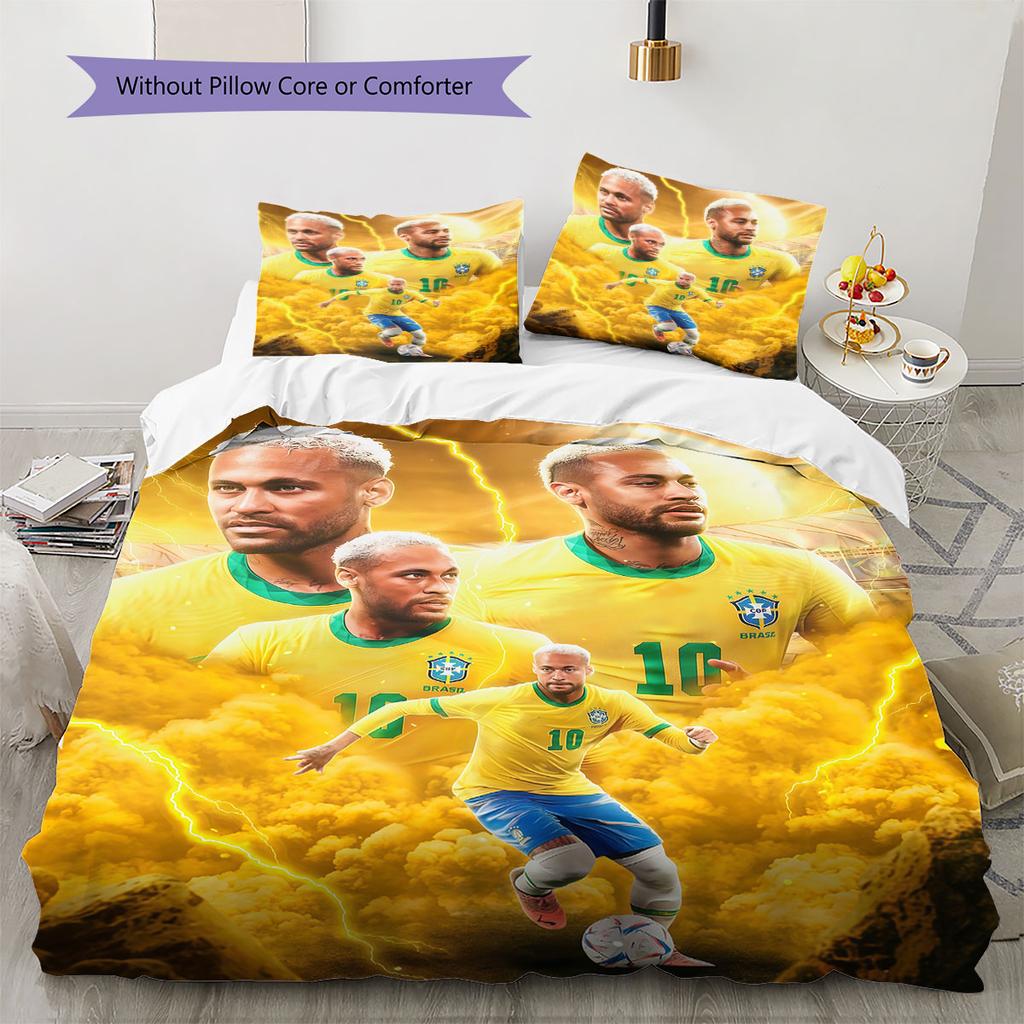 Neymar Pattern Bedding,Quilt Set Quilt Cover Pillowcase Home Birthday Gift(1 * duvet cover + 2 * pillowcase, without core)