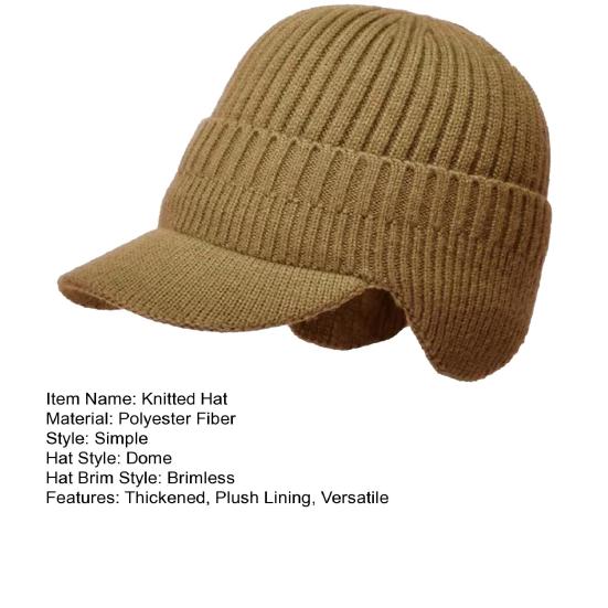 Мужская вязаная шапка с флисовой подкладкой Защита от любой погоды Защита ушей Шапка Эластичный дизайн Зимняя ветрозащитная шапка