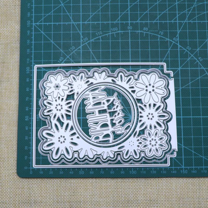 Happy Birthday Frame Metal Cutting Dies Flower Stencils For DIY Scrapbooking Handcraft Die Cutting
