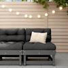VidaXL Middle Sofa with Cushions Grey Solid Pine Wood, Garden Sofa, Garden Seat, Outdoor Seat, Sofa 825431