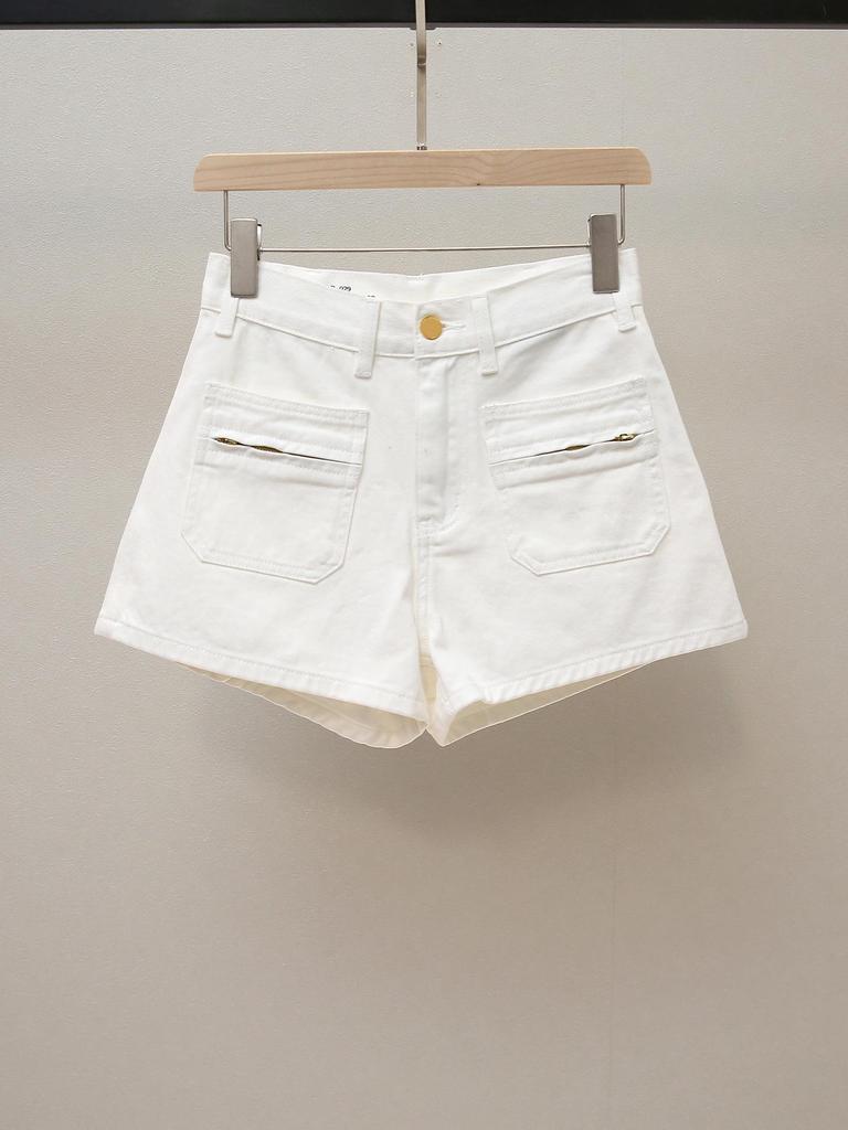 Женские осенние шорты А-силуэта в стиле кэжуал с карманами карго и молнией