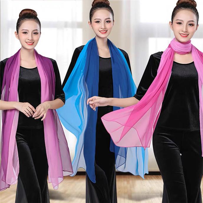 Gradient Color Silk Scarf Ladies Scarf Tulle Scarf Training Dance Scarf