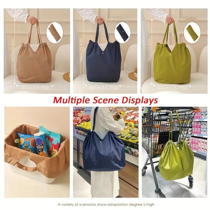 Fashion Foldable Eco-Friendly Shopping Bag Tote Folding Pouch Handbags Convenient Large-capacity for Travel Grocery Bag