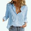 Women Fashion Cat Print Shirt Female Lapel Collar Cotton Linen Top Casual Loose Long Sleeve Blouse