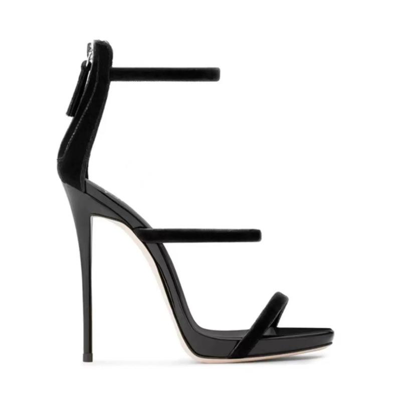 Модная женская обувь 2024 года, новые туфли на высоком каблуке, женские тонкие каблуки, летние сексуальные босоножки на высоком каблуке Hentian High Line, черные босоножки на высоком каблуке