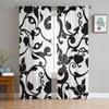 Retro Black And White Flower Sheer Curtains for Living Room Modern Voile Curtain Bedroom Tulle Curtains Window Drapes Decor