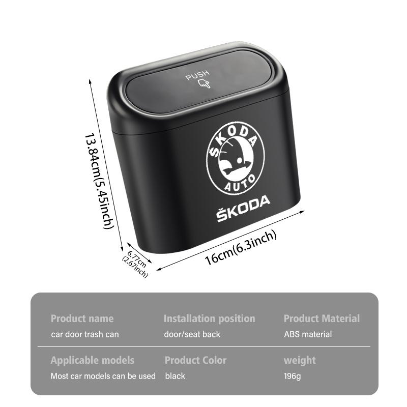 For Skoda Car Garbage Can Storage Box Rubbish Organizer Trash Bin S Kodiaq Octavia 2 3 Yeti Karoq Rapid Fabia VII VRS ZA1