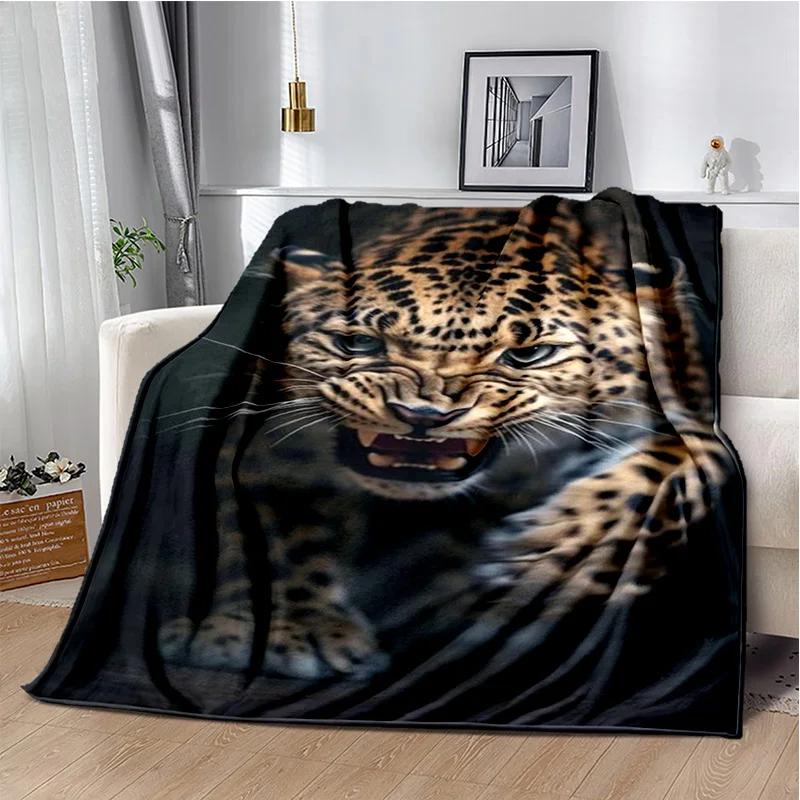 Plush Fleece Beast Animal Roses and Leopard Cheetah Throw Blanket Home Bedroom Bed Sofa Picnic Travel Cover Kid Soft Blanket