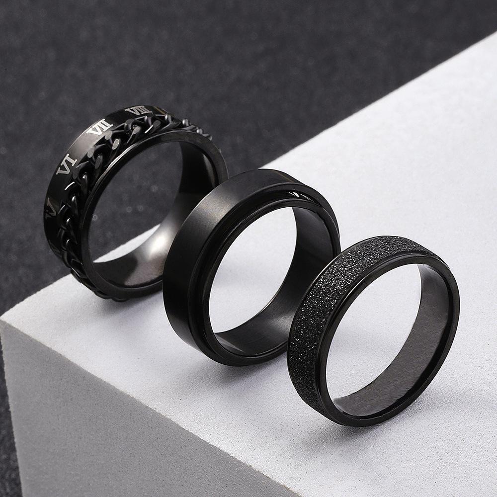 Вращающийся кольцо-цепочка с римскими цифрами: Титан и нержавеющая сталь, стиль хип-хоп