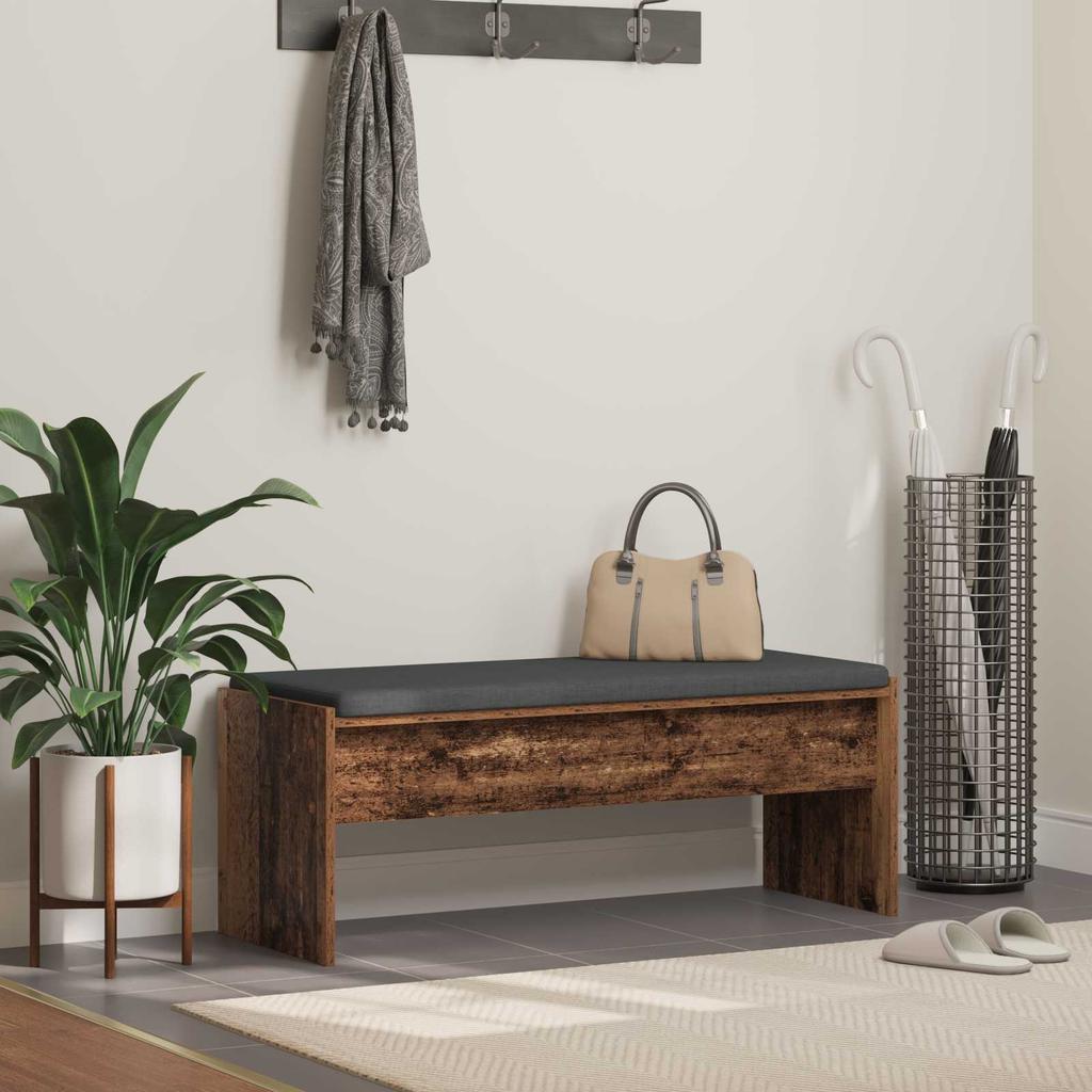 Hallway Bench with Cushion Reclaimed Wood Look 103 x 38 x 40 cm