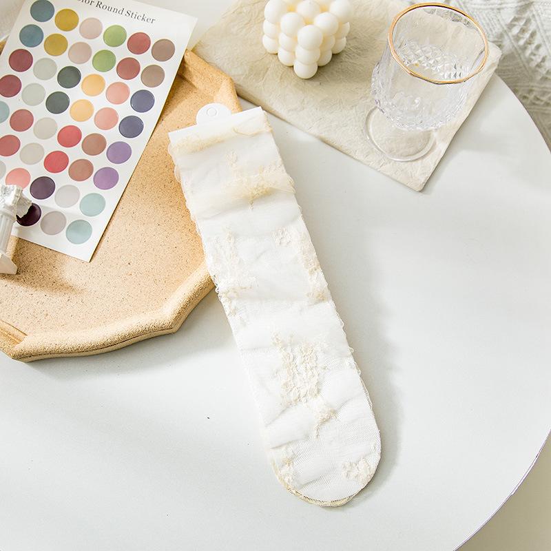 Кружевные носки, женские летние ультратонкие прозрачные сетчатые свободные длинные носки в сетку JK Lolita, милые кавайные милые носки принцессы для девочек