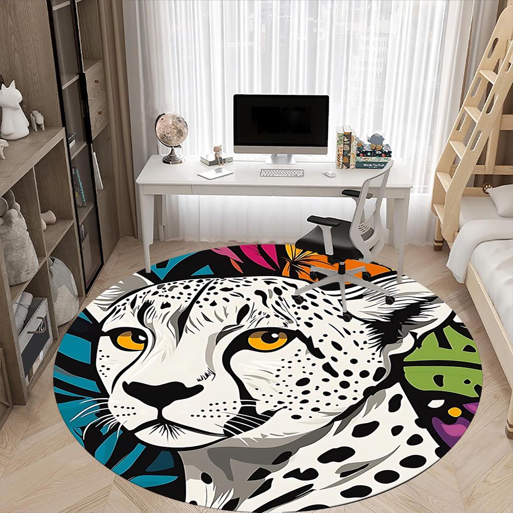 1pc Cheetah Safari Office Round Area Rug, Under Office Chairs Bedroom Living Room Home Decor, Room Deco, Available in Various Sizes