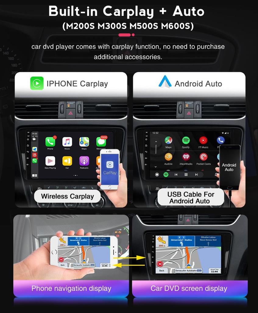 Compatible with SsangYong Kyron 2005-2011: Car Navigation with Wireless CarPlay