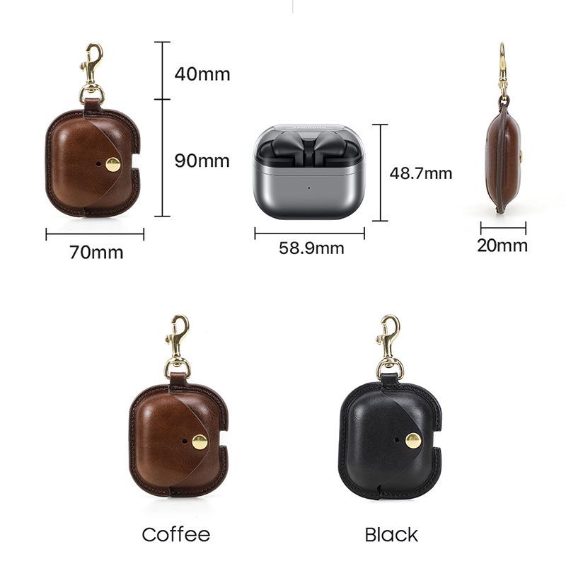 Защитный чехол из вощеной коровьей кожи для Samsung Galaxy Buds 3 – Полное покрытие, Ударопрочный.