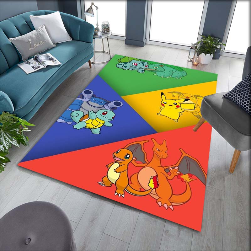 Cute Pokémon print home rug, anime style, cartoon welcome mat, a great gift for family and friends.
