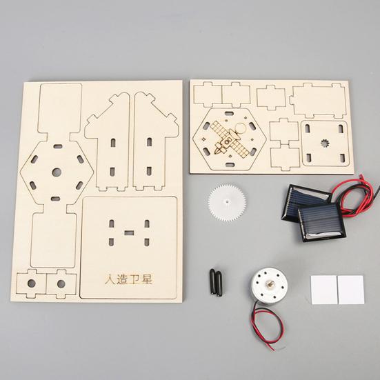 DIY Solar Artificial Satellite Model Kit Educational Handmade Wooden Puzzle Satellite Model Kids Science Exploration Projects STEM Toy