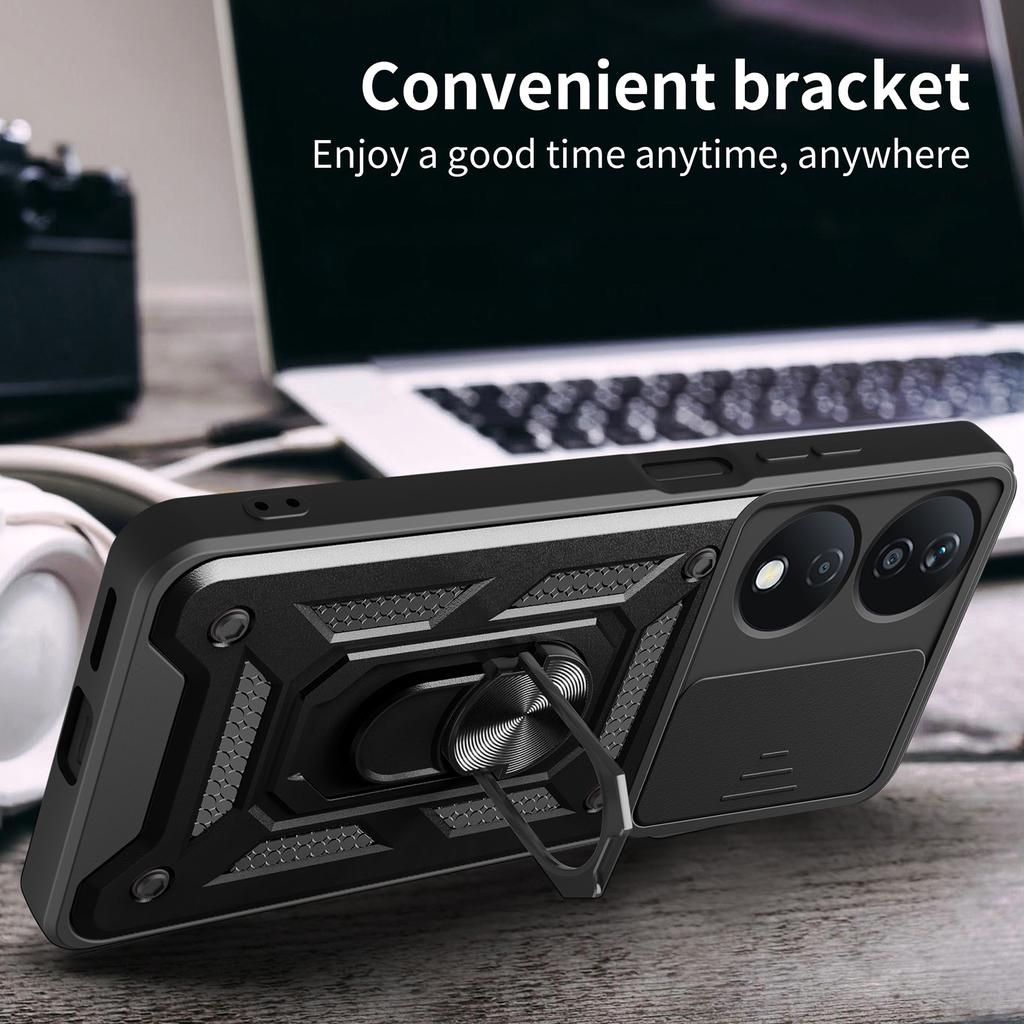 Для Honor X7b 4G/90 Смарт-чехол ПК+ТПУ Прочный Ударопрочный Чехол для телефона со Сдвижным Окошком для Объектива