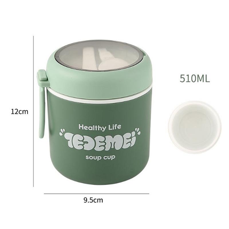 510 мл суповая чашка из нержавеющей стали, термоконтейнер для обеда, контейнер для еды с ложкой для школьников