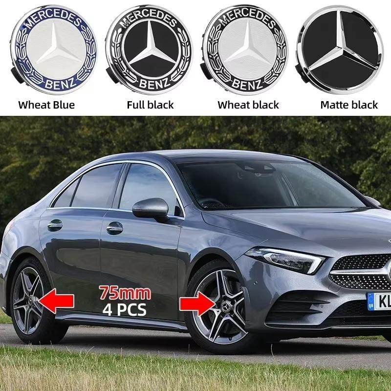 ZPU1 4pcs 75mm Car Wheel Center Logo Hub Cap For Mercedes Benz W211 W205 W213 W203 C218 A207 CLA CLS E Class accessories key ring