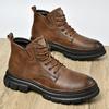 Мужские ботинки Мартин осенние высокие в британском стиле мужские повседневные кожаные туфли весенне-осенние нескользящие и износостойкие высококлассные рабочие ботинки