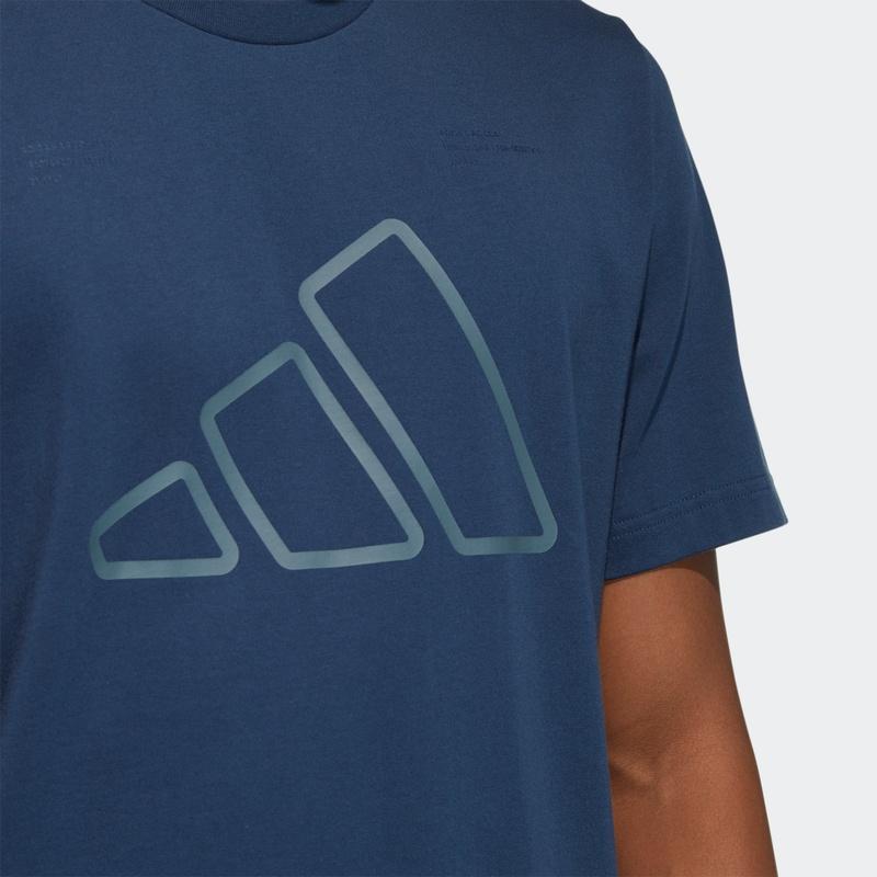 Adidas T Shirts Men's Navy Blue Crew Neck Moderate Straight Fit GP0984