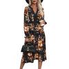 Women's Fashion Printed Mid-Length Spring and Autumn Dress