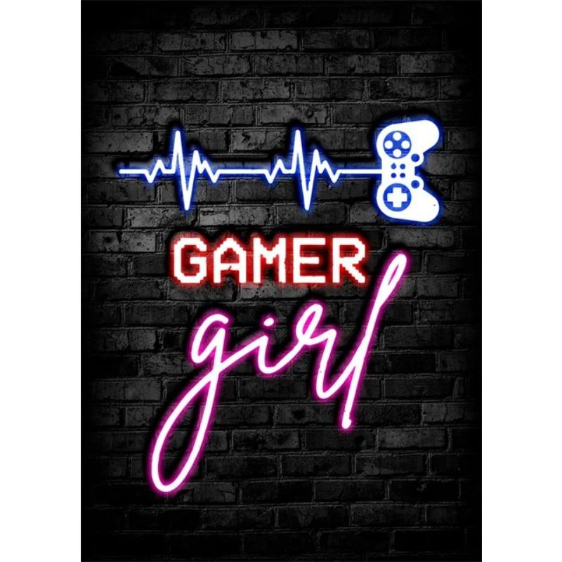 Игровой неоновый холст плакат еда сон игра повтор декор комнаты геймера киберспорт спальня искусство домашний декор подарок живопись настенный декор