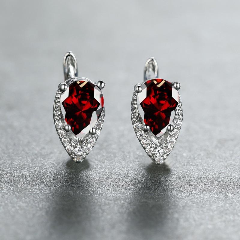 New drop-shaped emerald zircon plated champagne gold ear buckle wedding earrings women's jewelry
