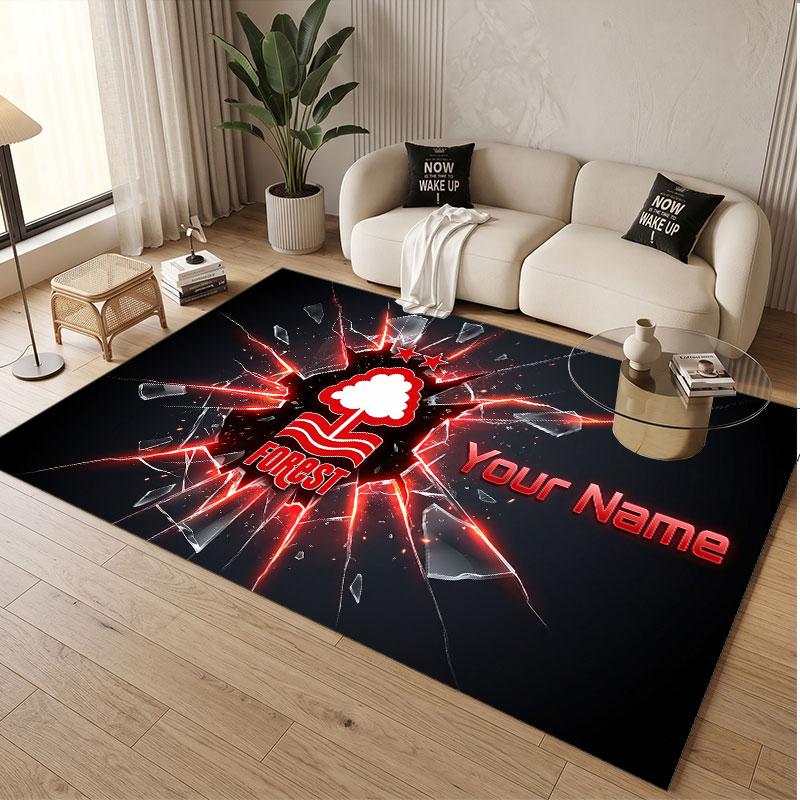 Custom Rug Nottingham Forest Pattern Print Name Text Soft Non‑Slip Floor Carpet for Home Indoor Decoration