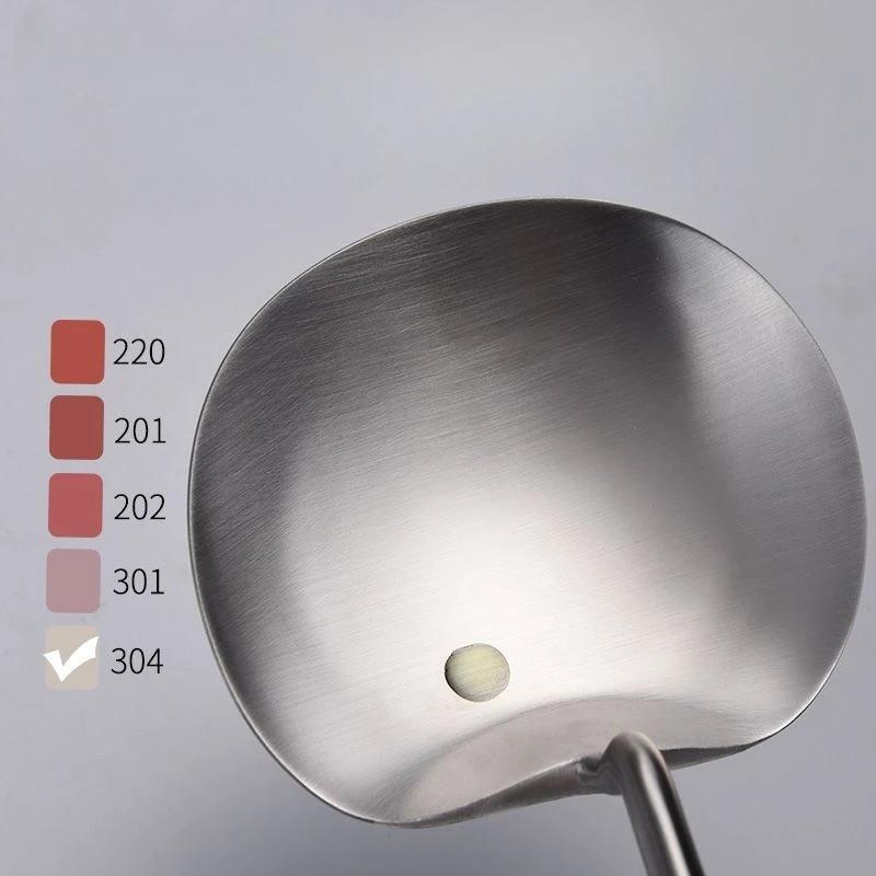 Кухонная ложка из нержавеющей стали 304, пищевые суповые ложки, бытовая посуда для шеф-поваров, кухонные принадлежности с длинной ручкой, для жарки во фритюре