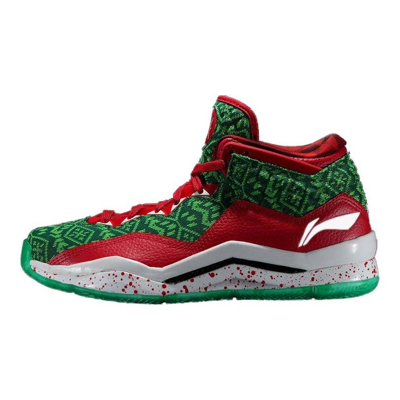 Li Ning WOW 3 Way Of Wade 3 Рождественские Нескользящие Средние Баскетбольные Кроссовки Мужские Зеленый Красный Белый ABAJ013-12