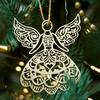 Wooden Angel Christmas Ornaments Rustic Angel Hanging Ornament with Hollow Design for Winter Xmas