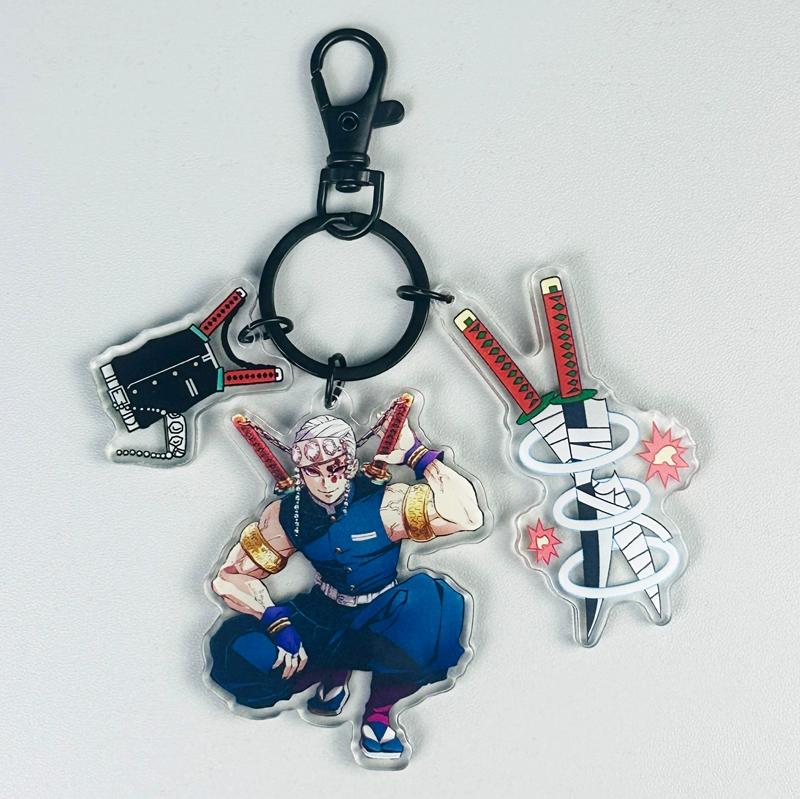 Keychain Pendant Anime Demon Slayer Kimetsu No Yaiba Kamado Tanjirou Double Sided HD Bag Pendant Gift For Fans Cosplay Props Jewelry Gift
