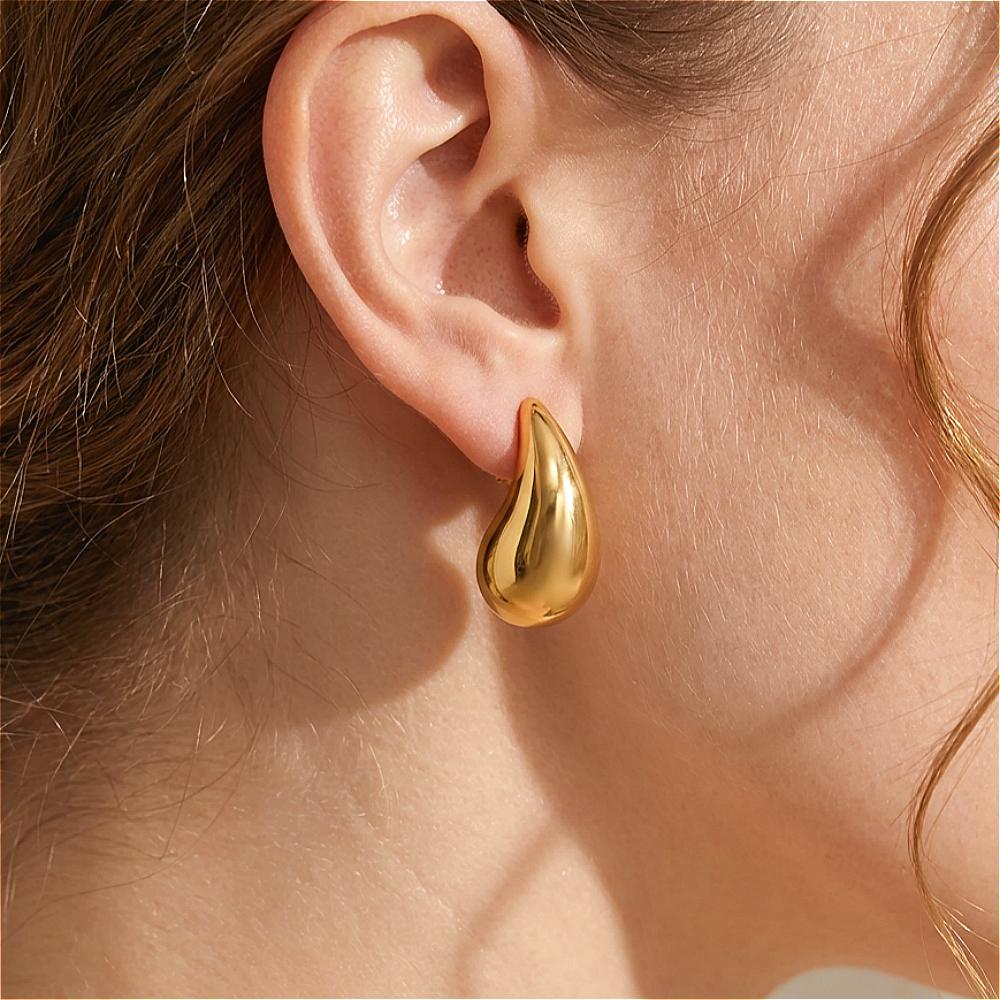 Серьги-капли из нержавеющей стали, винтажные, массивные, 10-31 мм, для женщин, с золотым покрытием, толстые, statement, свадебные украшения, подарки