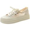 Korean lace mesh canvas shoes women's summer new thick-soled heightening hollow breathable fisherman shoes board shoes