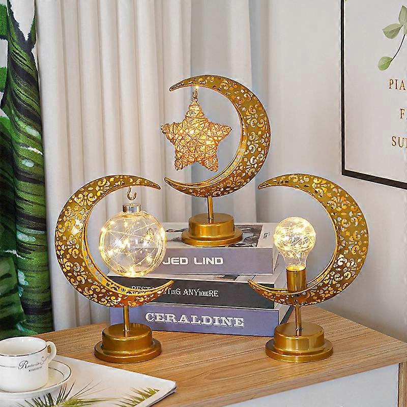 LED iron moon lamp decorative lamp with bracket table lamp spherical type
