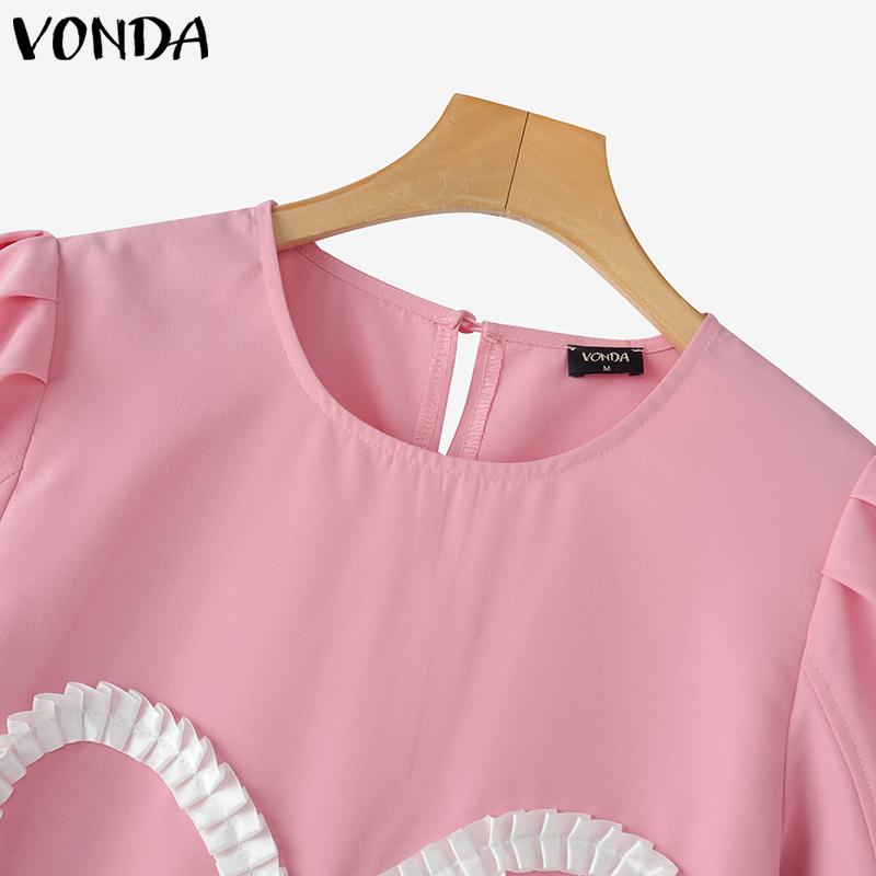 VONDA Женские летние платья с круглым вырезом и коротким рукавом с принтом в виде завязок